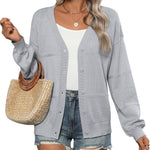 Nadorine Cardigan Long Sleeve Crochet Shrug Soft Knit Sweater