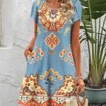 Nadorine Women's Casual A-Line Dresses with Pockets Floral Tshirt Dress