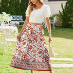 Nadorine Maxi Skirts Boho Pleated A-Line Flowy Swing Skirt