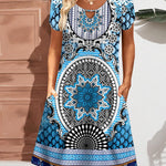 Nadorine Women's Casual A-Line Dresses with Pockets Floral Tshirt Dress