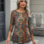 Nadorine 3/4 Length Sleeve Women Tops Blouses