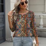 Nadorine 3/4 Length Sleeve Women Tops Blouses