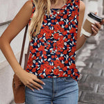 Nadorine Sleeveless Eyelet Shirts High Neck Top