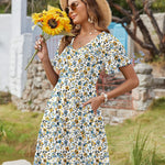 Zeagoo Womens Casual Swing Floral Ruffle Short Sleeve Sundresses