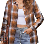 Nadorine Flannel Shirt Women Button Down Long Sleeve Plaid Shirts