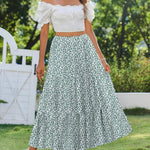Nadorine Boho Maxi Flowy Elastic A-Line Tiered Floral Skirts