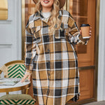 Zeagoo Womens Plus Size Flannel Plaid Button Down Shacket Jacket