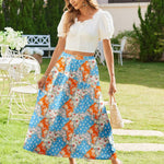Nadorine Maxi Skirts Boho Pleated A-Line Flowy Swing Skirt