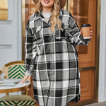 Zeagoo Womens Plus Size Flannel Plaid Button Down Shacket Jacket