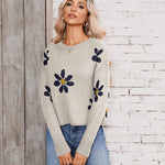 Nadorine Women's Crew Neck Cropped Sweater Long Sleeve Knit Tops
