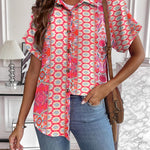 Nadorine Short Sleeve Casual Roll-Up Cuffed Tops