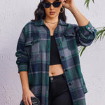 Nadorine Women's Plus Size Flannel Plaid Shacket