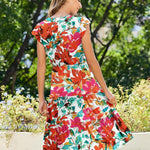 Nadorine Casual Ruffle Sleeve V Neck Midi Dress
