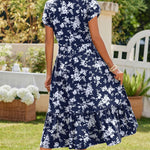 Nadorine Midi A Line Dress Short Sleeve Casual Flowy Tiered Sundress (US Only)