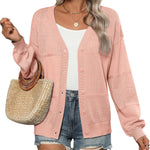 Nadorine Cardigan Long Sleeve Crochet Shrug Soft Knit Sweater
