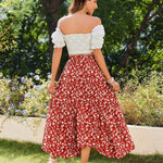 Nadorine Women High Waisted Long Skirt Flowy Drawstring Maxi Skirt