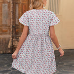 Nadorine Button Down Flutter Sleeve Cotton Linen Dress with Pockets