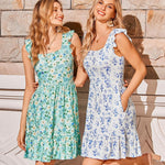 Zeagoo Womens Casual Ruffle Tiered Floral Square Neck Sundresses