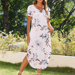 Nadorine Maxi Dress with Pockets Short Sleeve Sundress
