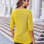 Nadorine Loose Short Sleeve Tunic Tops Crochet Knit Pullover Sweater
