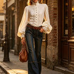 Retro Brown Double-stitched Navy Jeans
