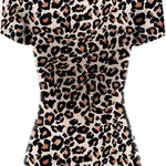 Nadorine Cross-Front V Neck Ruched Short Sleeve Blouses