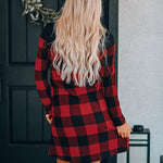 Plaid Splicing Long Sleeve Mini Dress