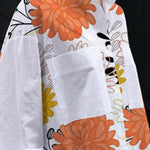 High-Low Long Sleeves Floral Printed Split-Joint Split-Side Lapel Blouses&Shirts Tops