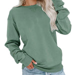 Nadorine Casual Crew Neck Sweatshirts Long Sleeve Solid Tunic Tops Loose Pullovers