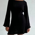 Nadorine Elegant Backless Lace-up Bell Sleeve Mini Dress for Women Casual Going Out Summer 2026