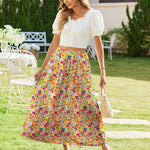 Nadorine Maxi Skirts Boho Pleated A-Line Flowy Swing Skirt