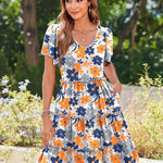 Nadorine Summer Tiered Mini Dress with Pockets Ruffle Sleeve Dress