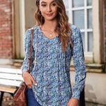 Nadorine Women'S Puff Long Sleeve Shirts Pleated V Neck Tunic Tops