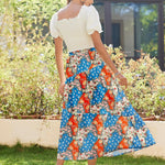 Nadorine Maxi Skirts Boho Pleated A-Line Flowy Swing Skirt