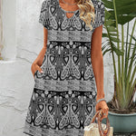 Nadorine Women's Casual A-Line Dresses with Pockets Floral Tshirt Dress