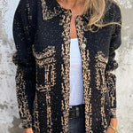 Fashionable Lapel Metal Buckle Casual Loose Jacket