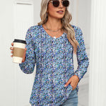 Nadorine Women'S Puff Long Sleeve Shirts Pleated V Neck Tunic Tops