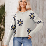 Nadorine Women's Crew Neck Cropped Sweater Long Sleeve Knit Tops