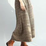 Vintage Loose Wide Leg Checkered Elastic Waist Pants