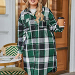 Zeagoo Womens Plus Size Flannel Plaid Button Down Shacket Jacket