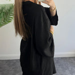 Two-Piece Set Long Sleeve Shirt Solid Color Pleated Elastic Waist Long Pants