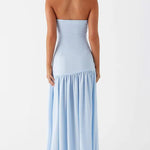 Eden Patchwork Semi-sheer Chiffon Strapless Maxi Dress