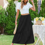 Nadorine Maxi Skirts Boho Pleated A-Line Flowy Swing Skirt