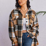 Nadorine Women's Plus Size Flannel Plaid Shacket