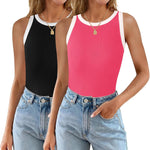 Nadorine 2 Pack Tank Tops Sleeveless Ribbed Shirts