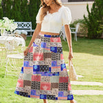 Nadorine Maxi Skirts Boho Pleated A-Line Flowy Swing Skirt