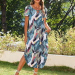 Nadorine Maxi Dress with Pockets Short Sleeve Sundress