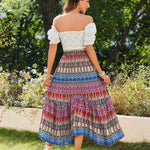 Nadorine Women High Waisted Long Skirt Flowy Drawstring Maxi Skirt