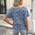 Nadorine Women's Short Sleeve Shirts V Neck Blouse
