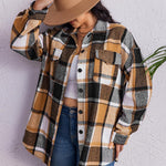 Nadorine Women's Plus Size Flannel Plaid Shacket